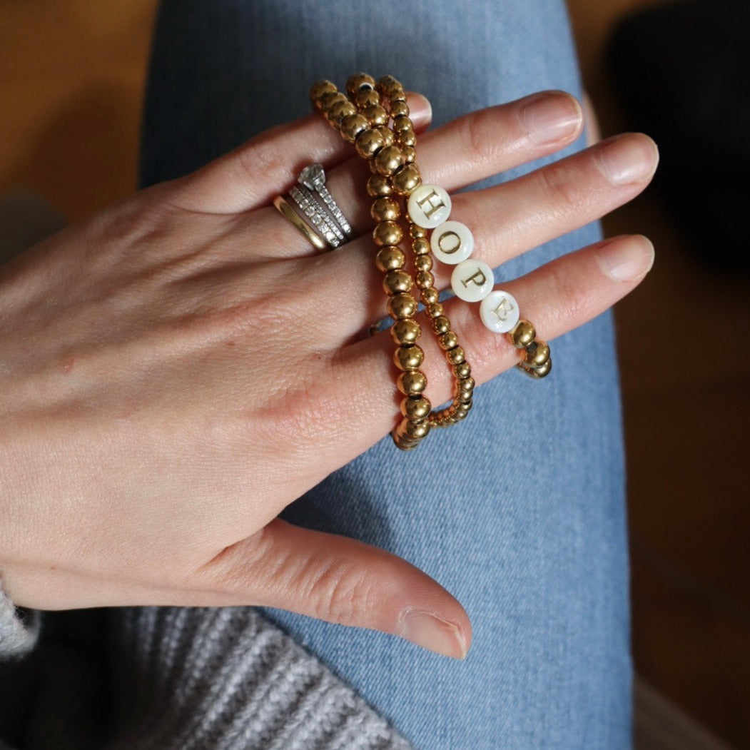 Armband Set Gold Beads (mit Personalisierung)